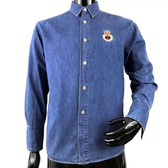 guess denim shirt mens